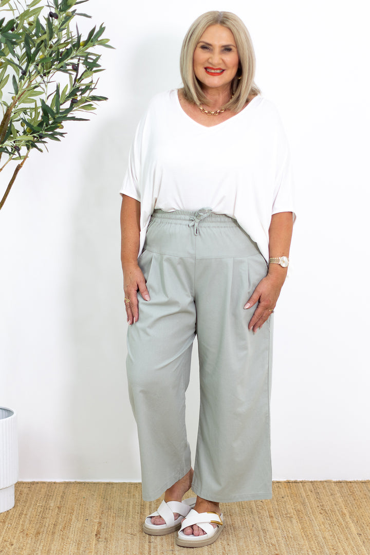 Kali Wide Leg Pant | Green Sage