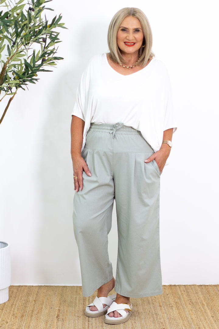 Kali Wide Leg Pant | Green Sage