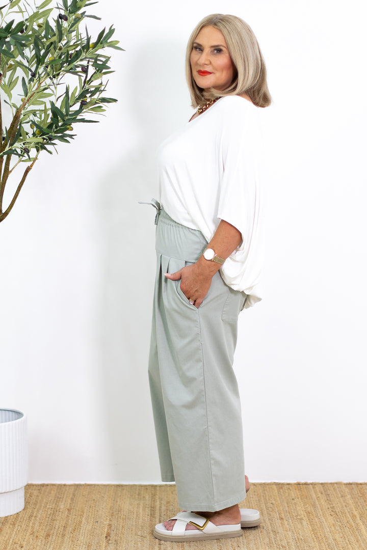Kali Wide Leg Pant | Green Sage