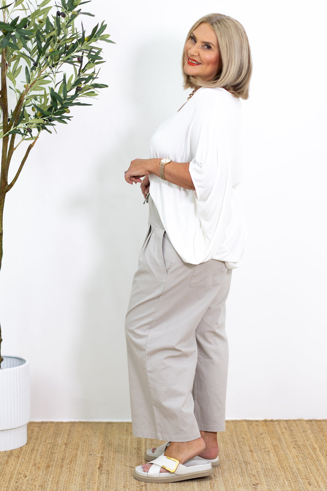 Kali Wide Leg Pant | Natural Stone
