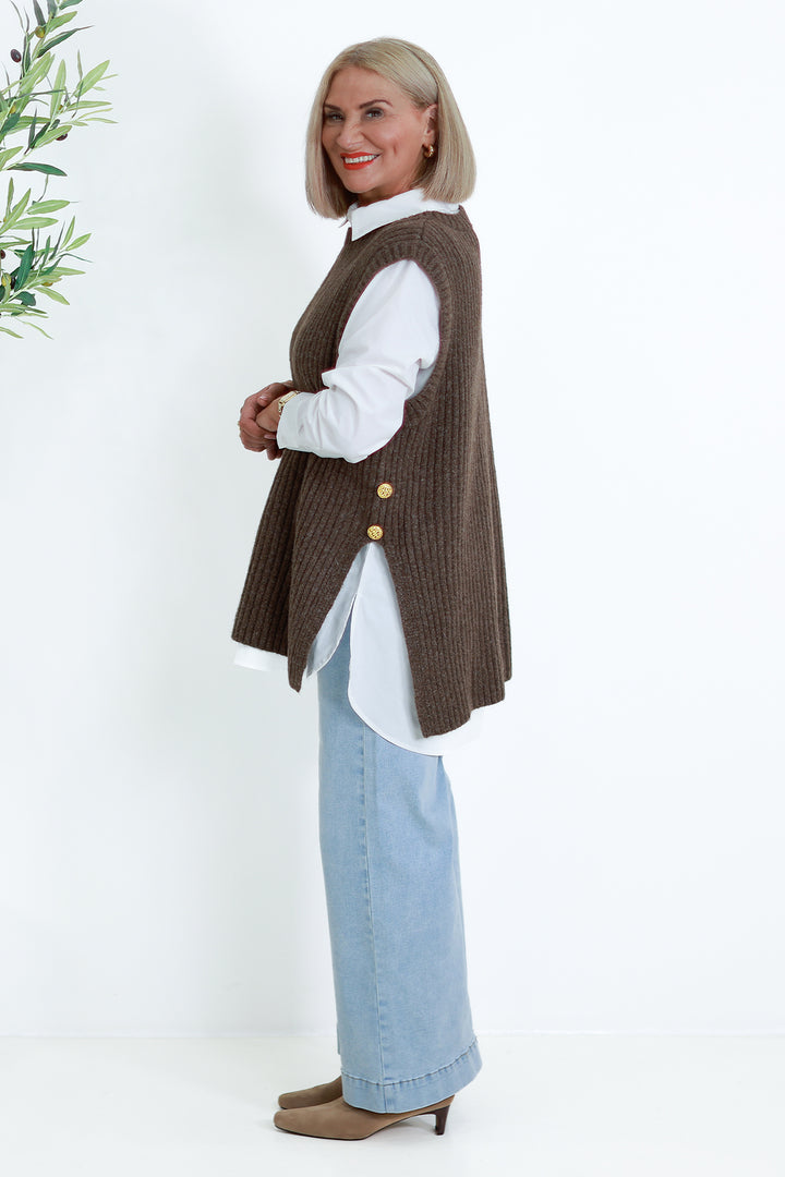 NEW Round Neck Vest | COCO brown