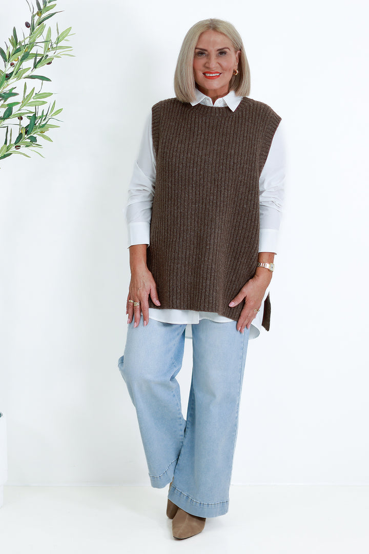 NEW Round Neck Vest | COCO brown