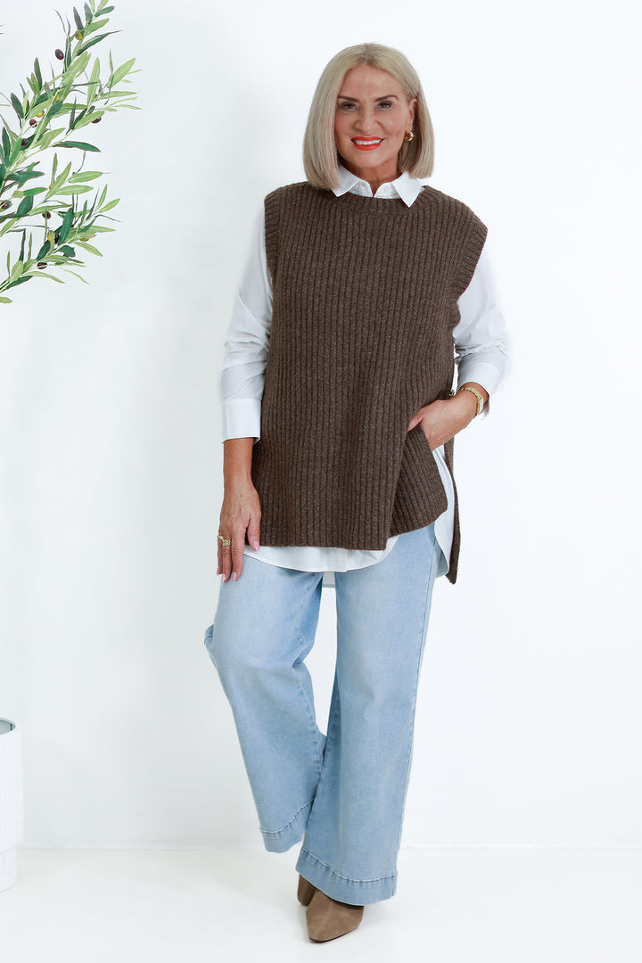 NEW Round Neck Vest | COCO brown
