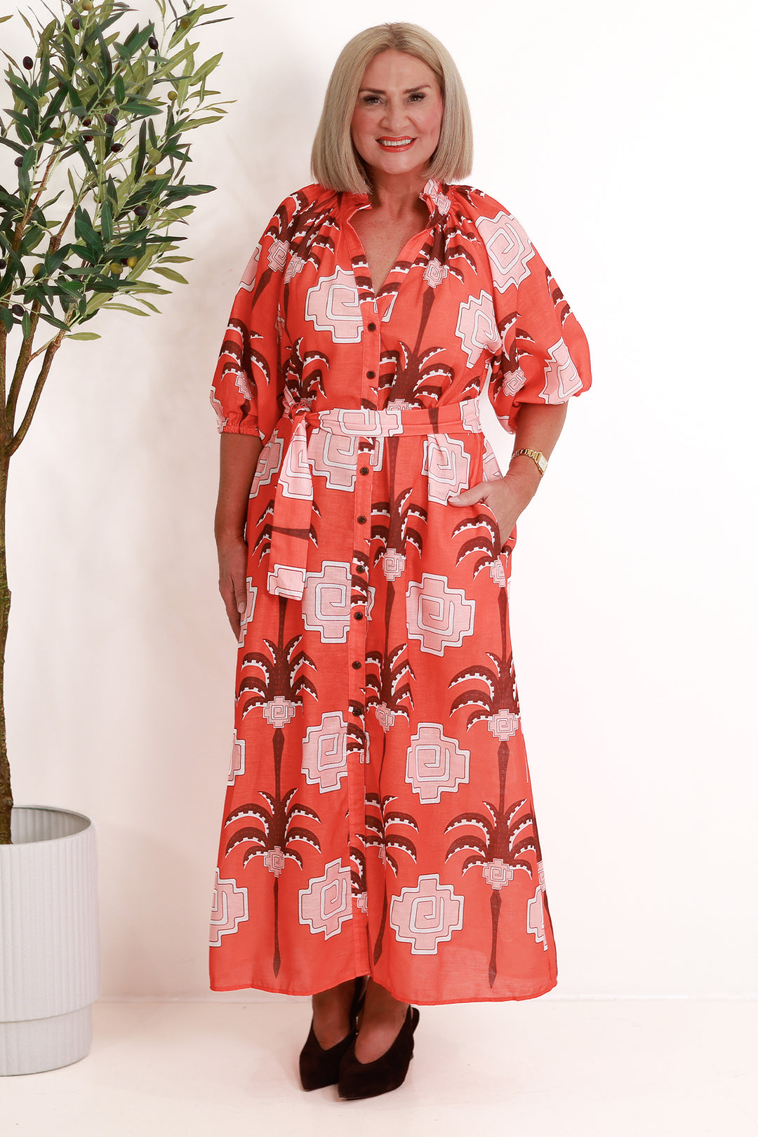 Cyprus Shirt Dress | RED