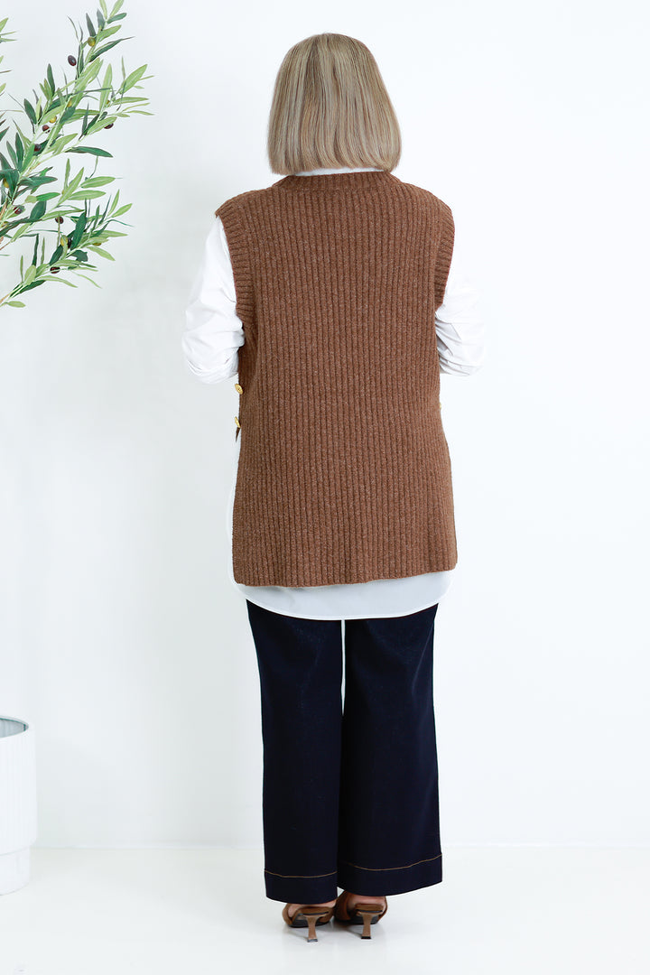 NEW Round Neck Vest | TAN