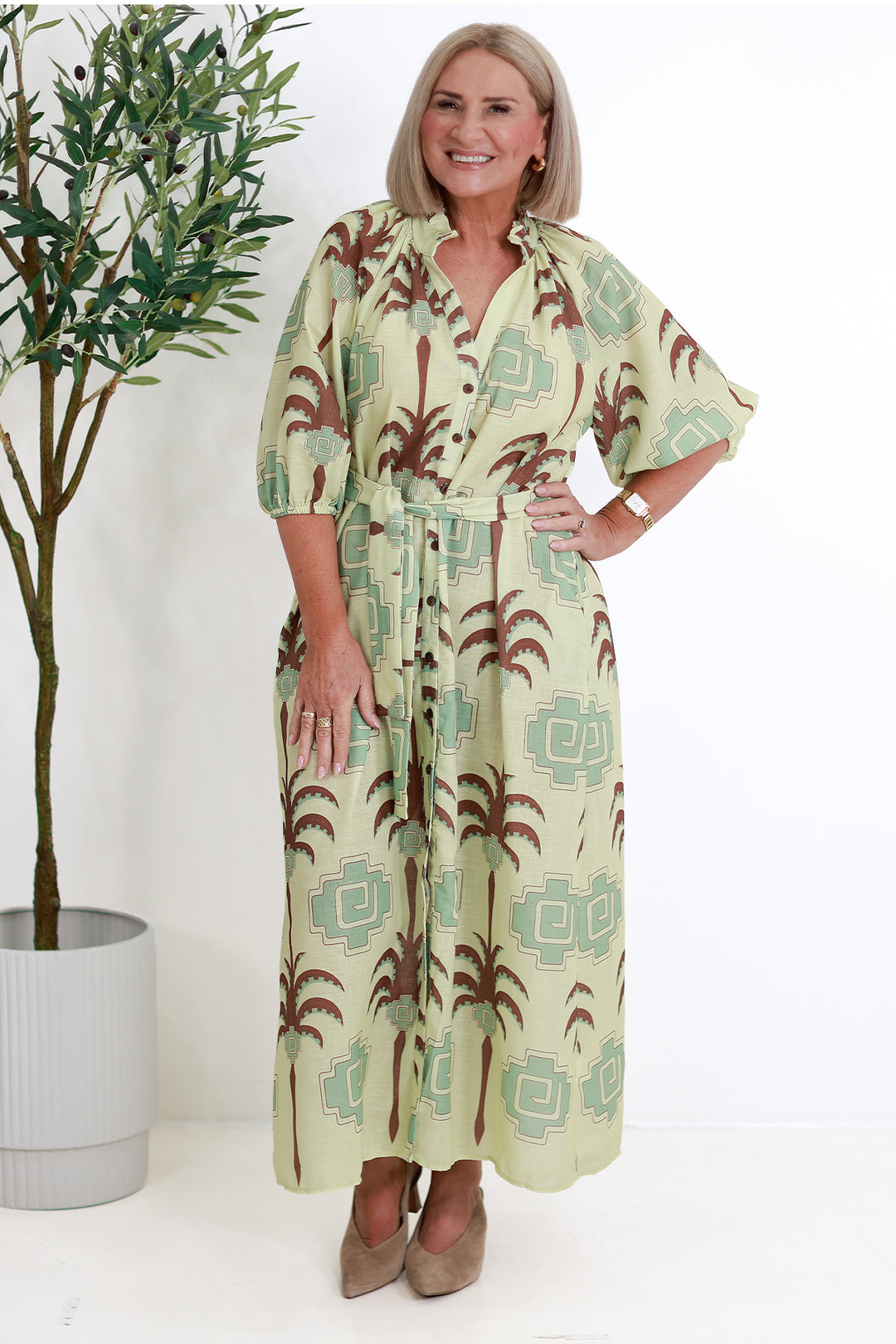 Cyprus Shirt Dress | PISTACHIO