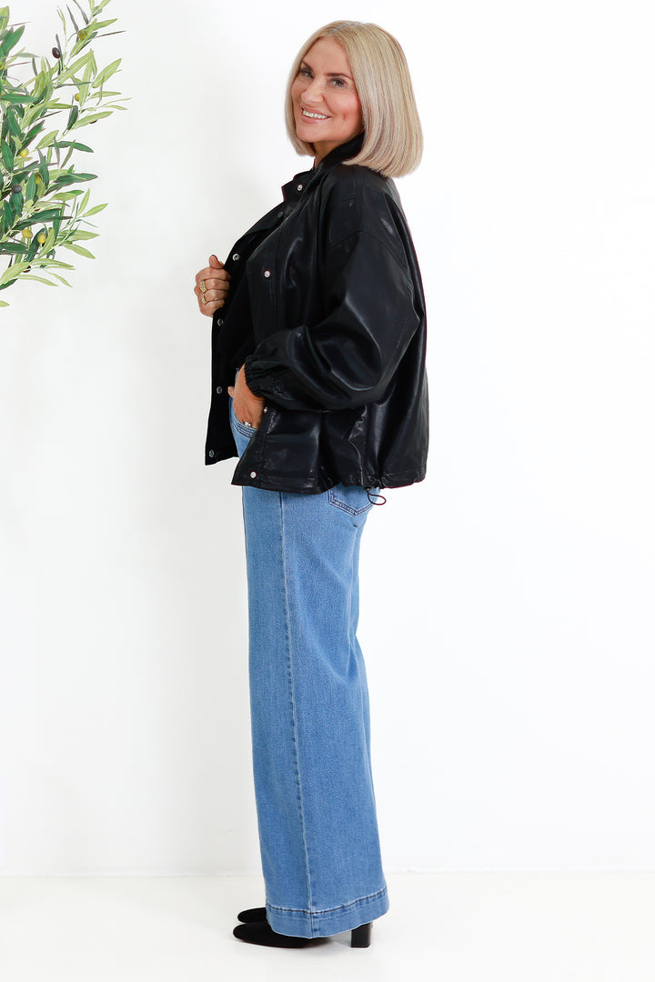Luxe Faux Leather Jacket | BLACK PU