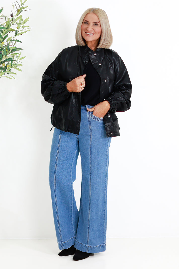 Luxe Faux Leather Jacket | BLACK PU