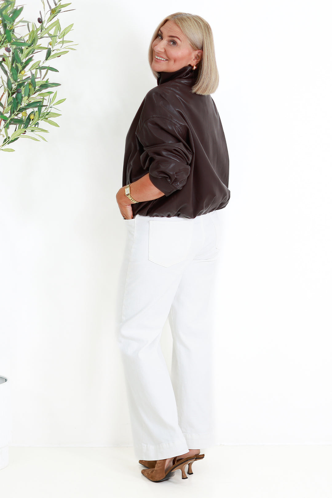 Jude leather Look Bomber | BURGANDY