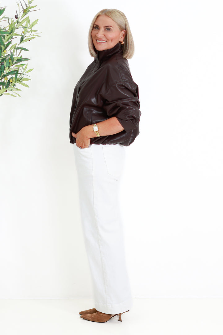 Jude leather Look Bomber | BURGANDY