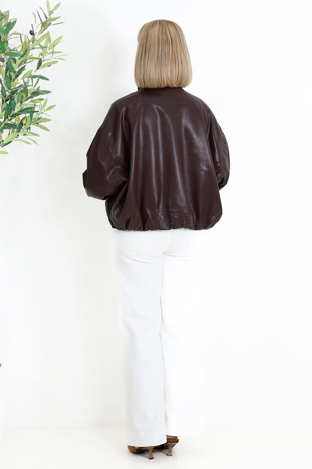 Jude leather Look Bomber | BURGANDY