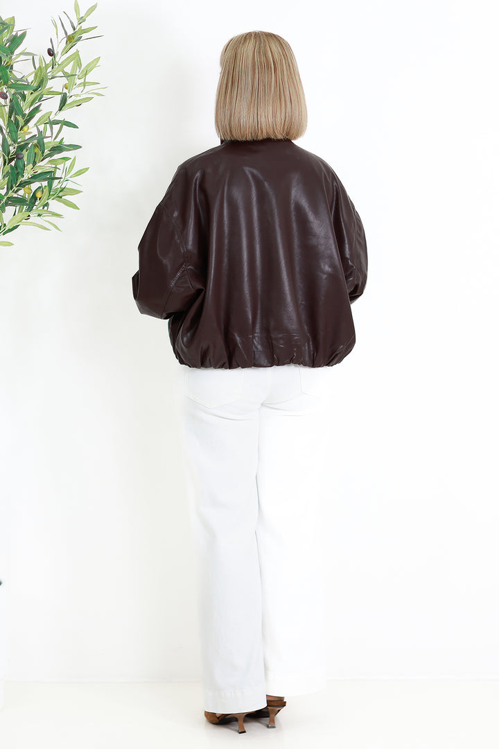 Jude leather Look Bomber | BURGANDY