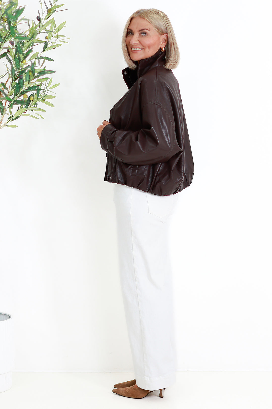 Jude leather Look Bomber | BURGANDY