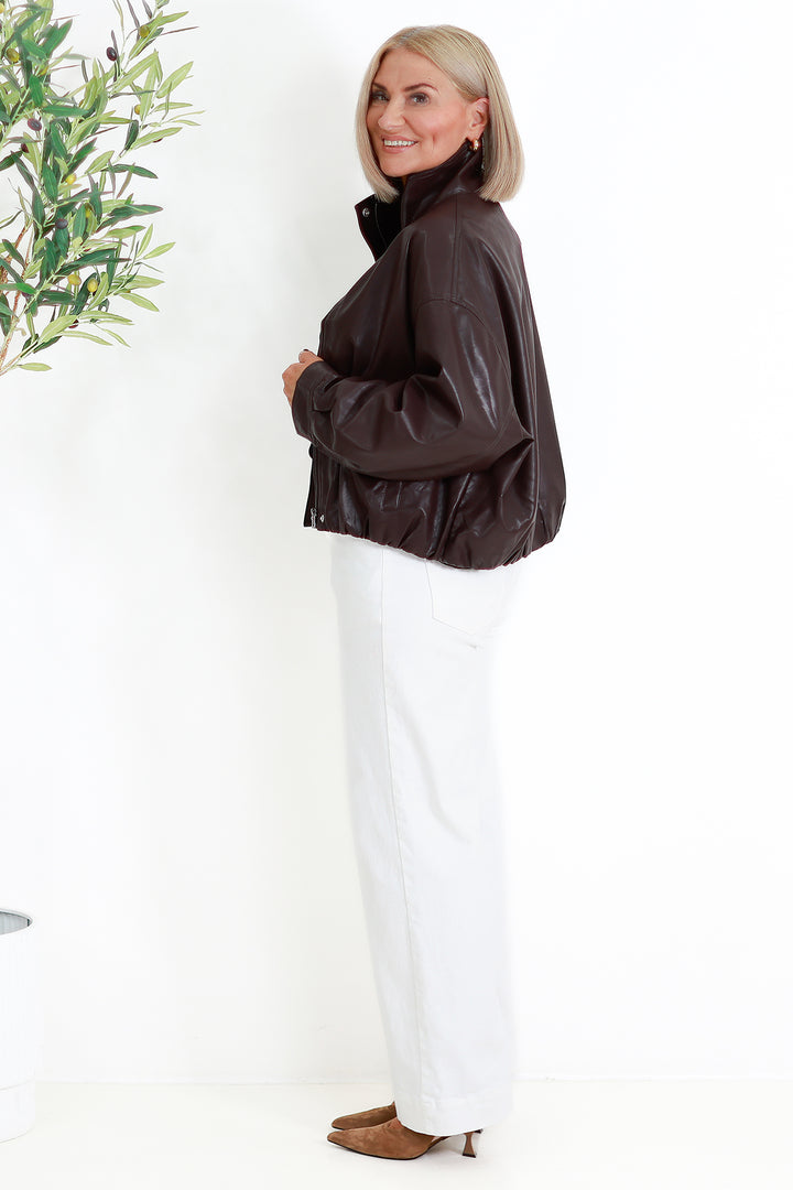 Jude leather Look Bomber | BURGANDY