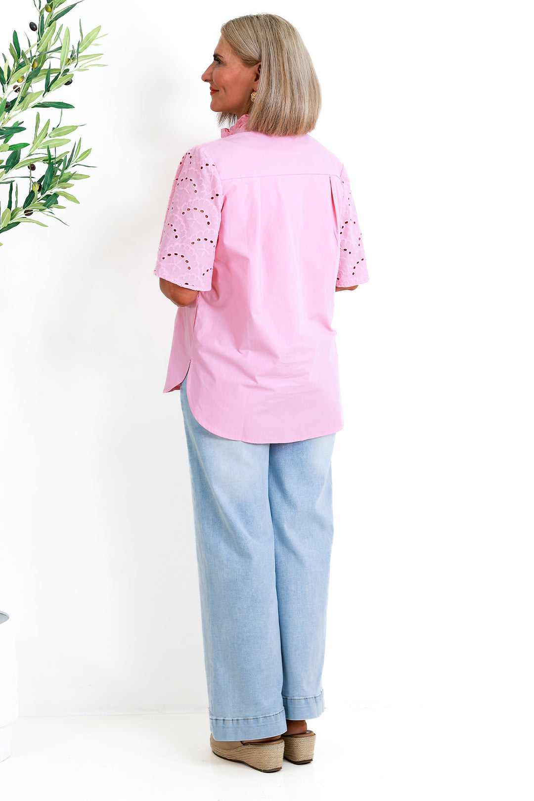 Marisol Lace Slv Shirt | STRAWBERRY CREAM