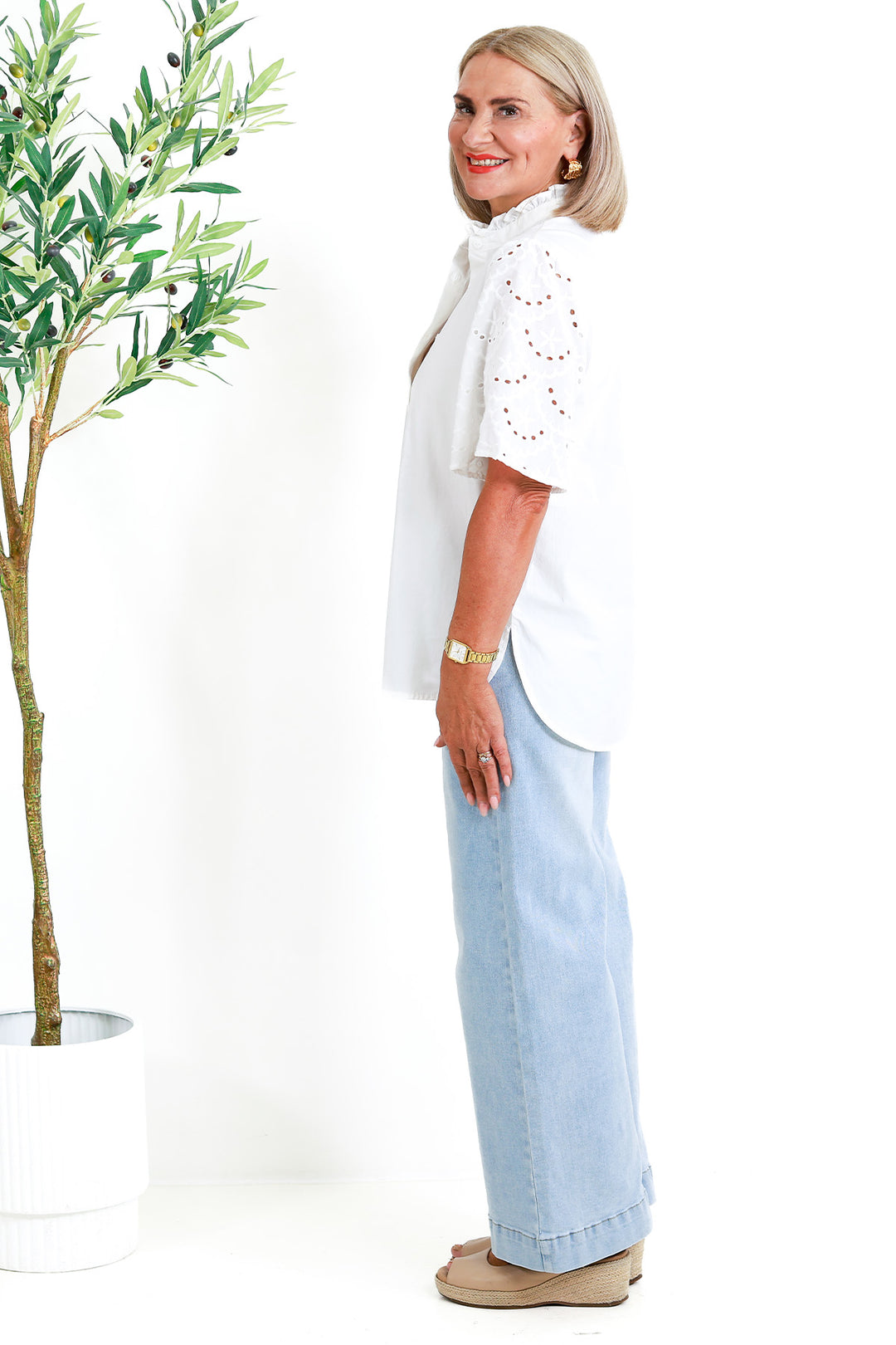 Marisol Lace Slv Shirt | WHITE