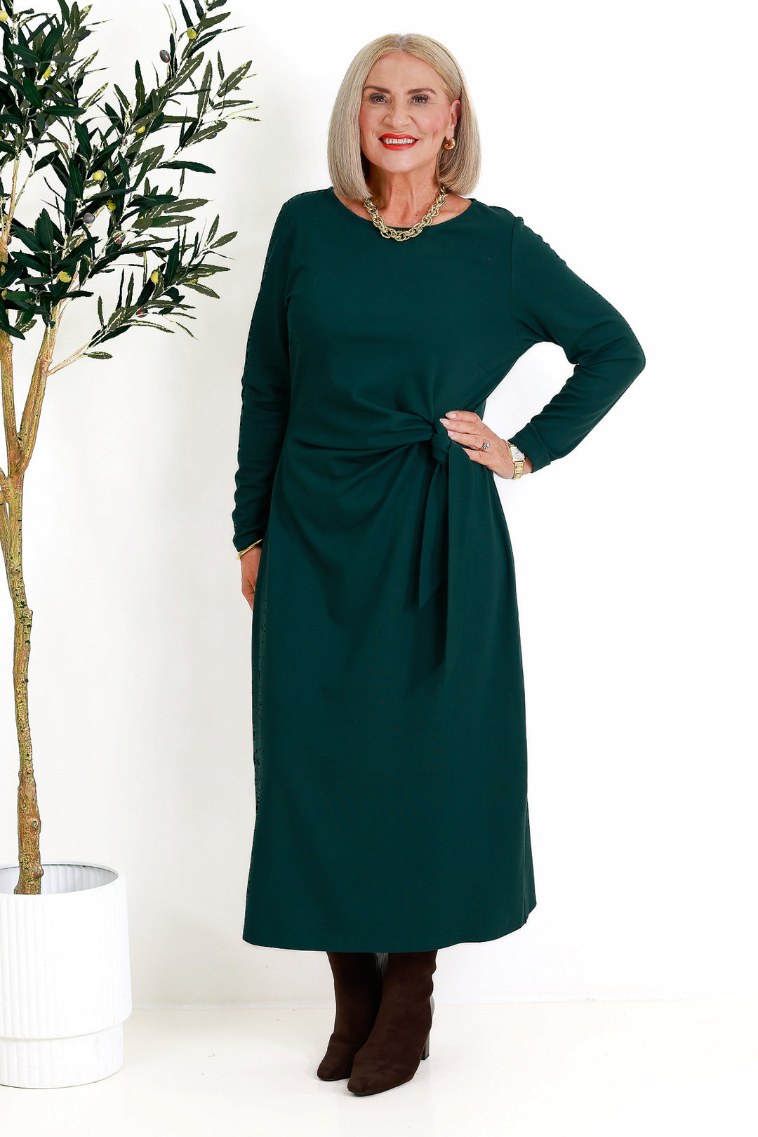 Alanah Tie Dress L/S | GREEN