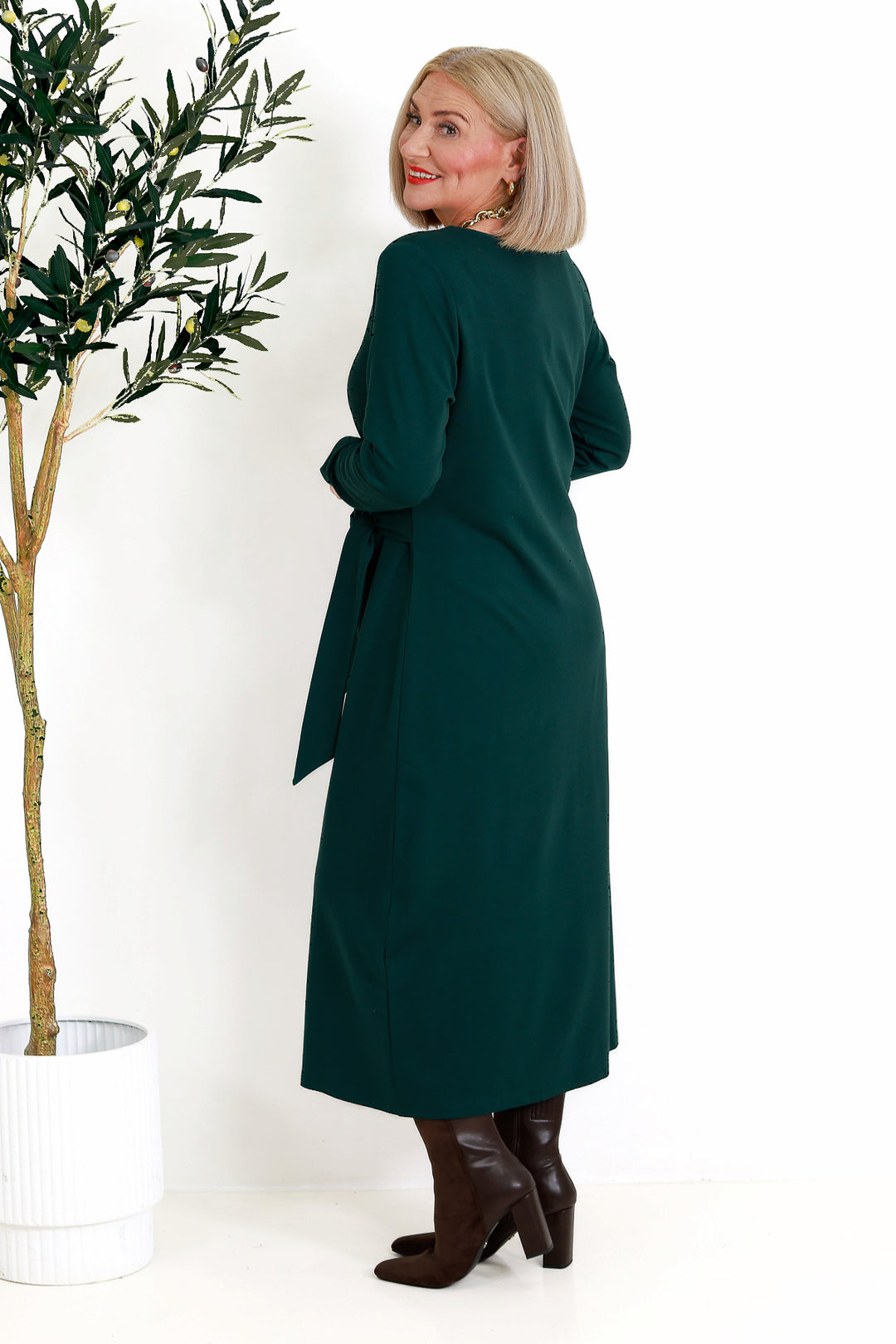 Alanah Tie Dress L/S | GREEN