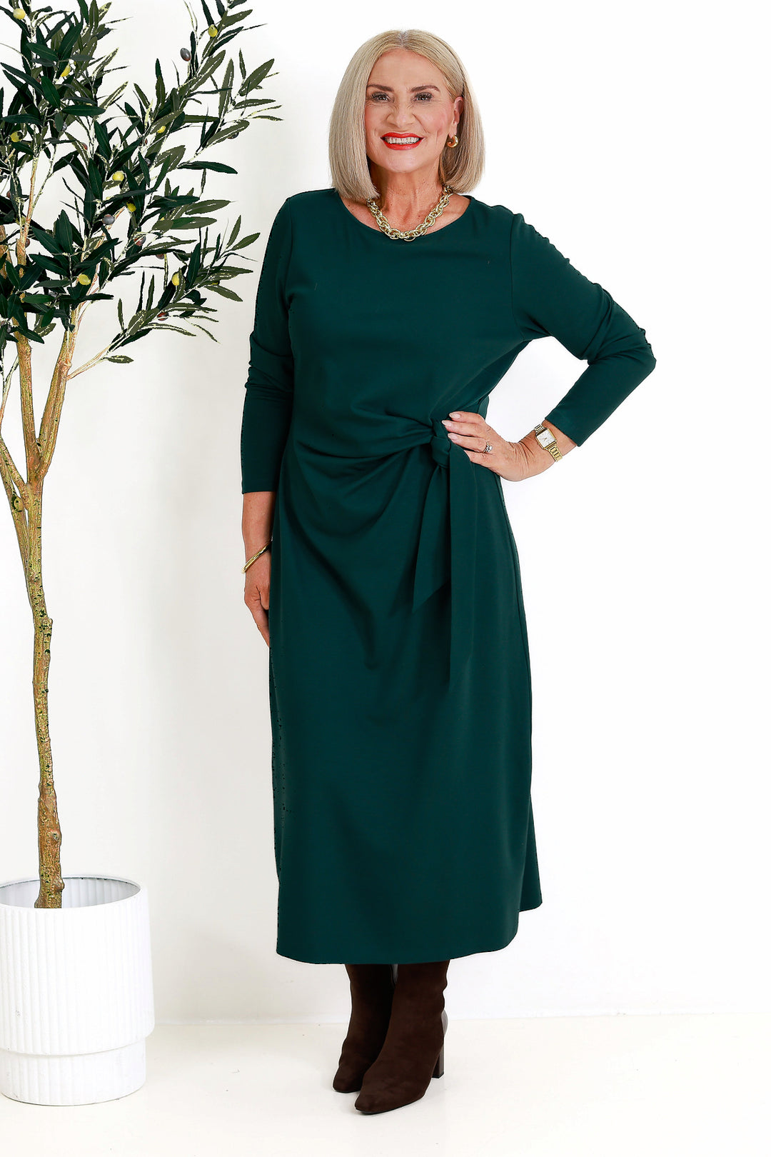 Alanah Tie Dress L/S | GREEN
