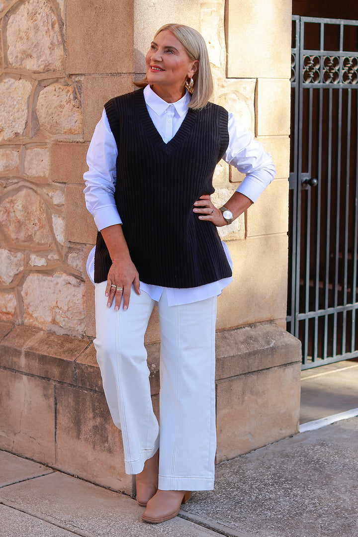 V Neck Vest | BLACK