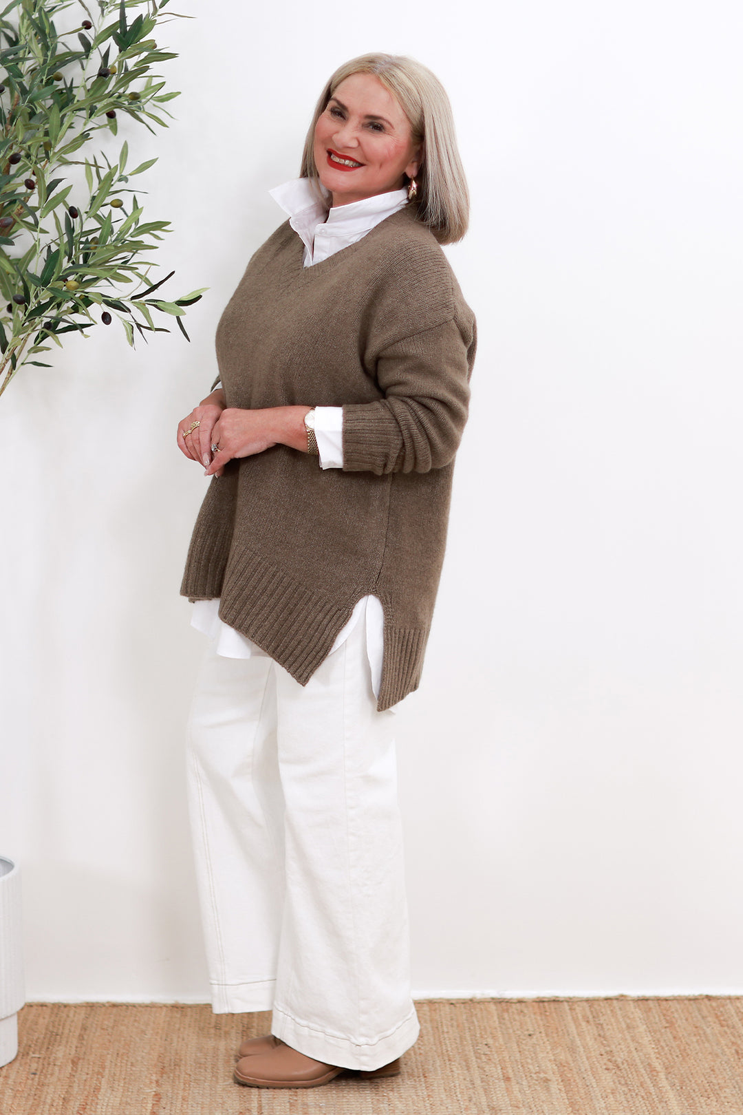 Diora Slouch Knit | Dark Taupe