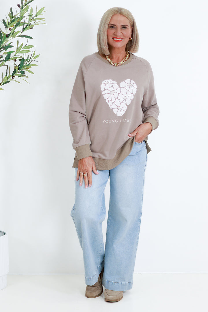 NEW Young Hearts Crew | TAUPE