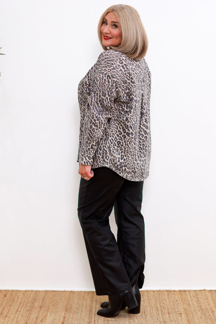 Denim side pocket shacket | LEOPARD