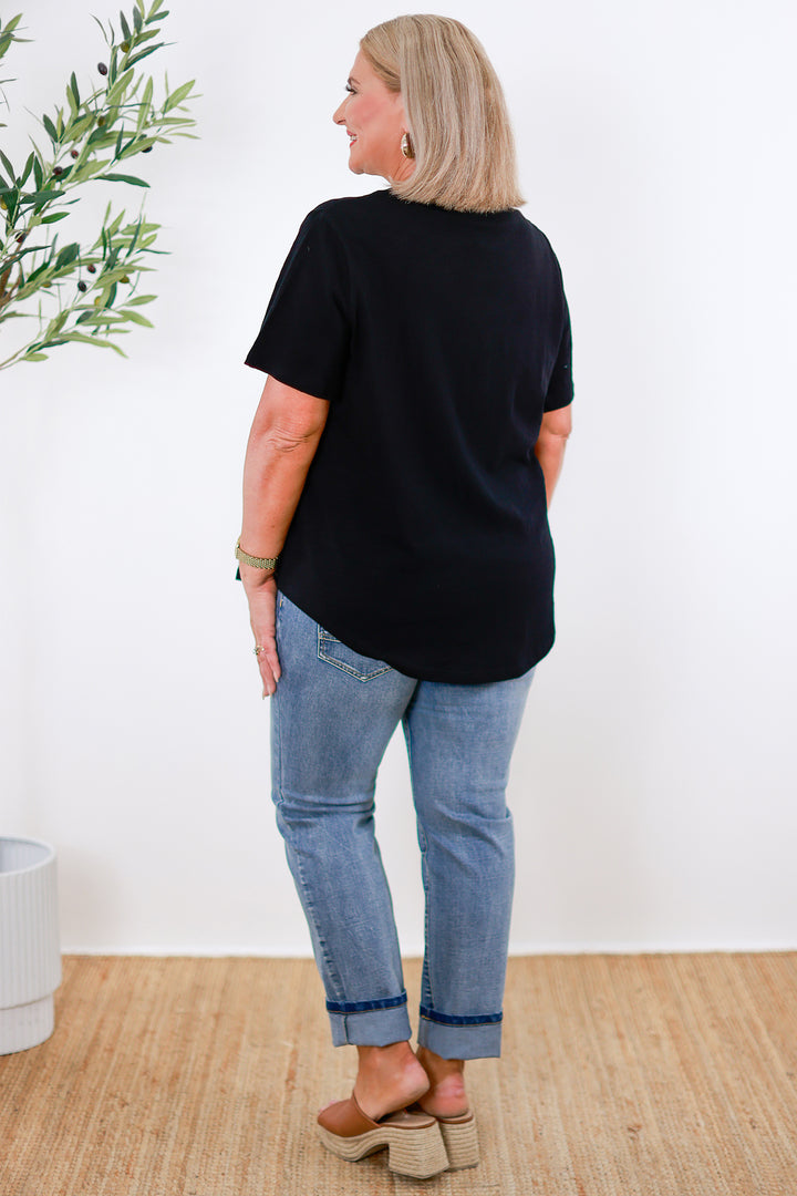 Fan Print T-Shirt | BLACK