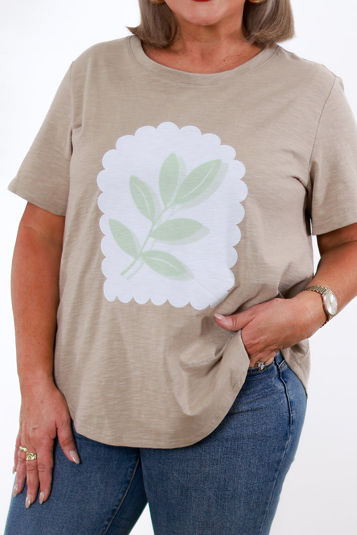 Leafy T-Shirt | TAUPE