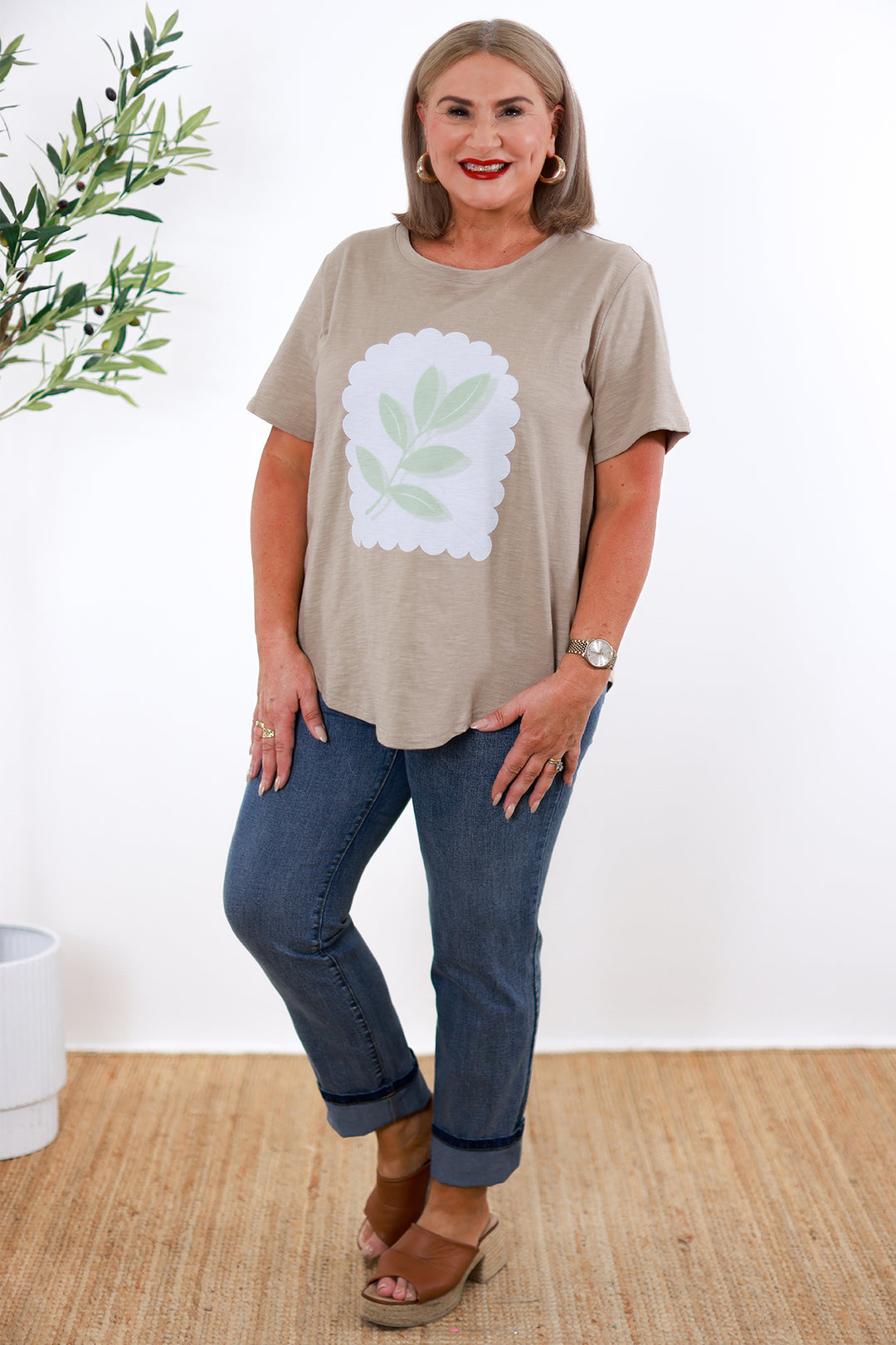 Leafy T-Shirt | TAUPE