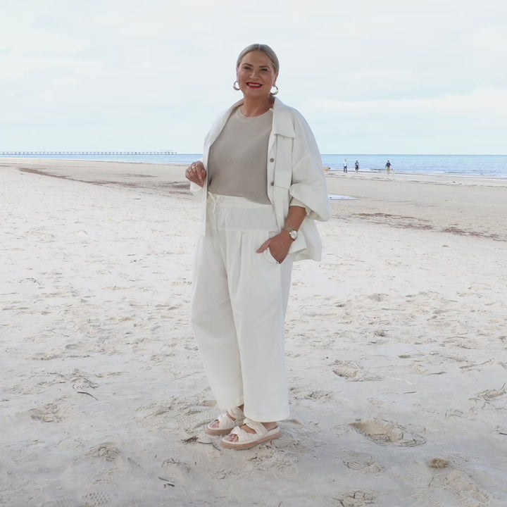 Kali Wide Leg Pant | Natural Stone