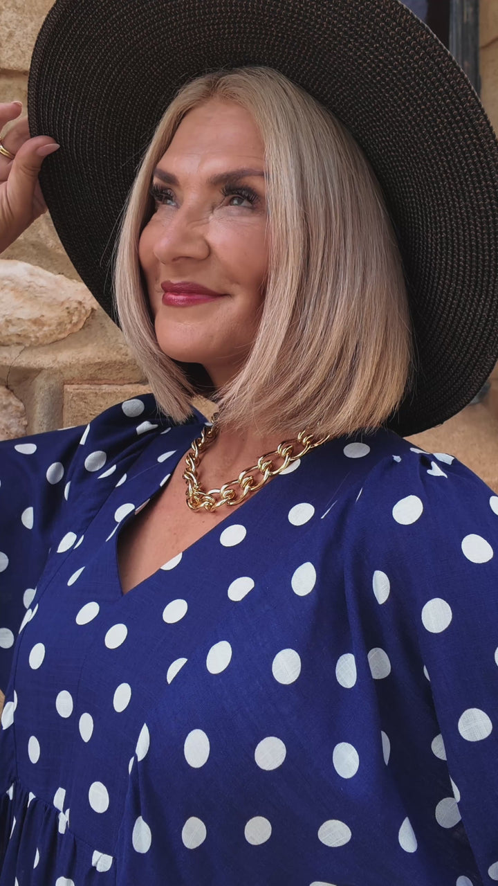 Lovesome Polkadot Dress - COCO BROWN