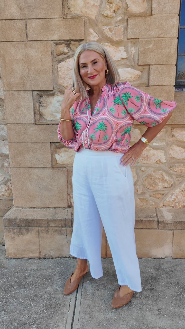 Palm Print Shirt | WATERMELON Pink