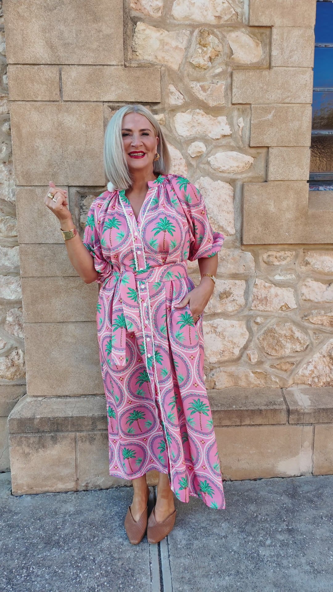 Palm Shirt Dress | WATERMELON PINK