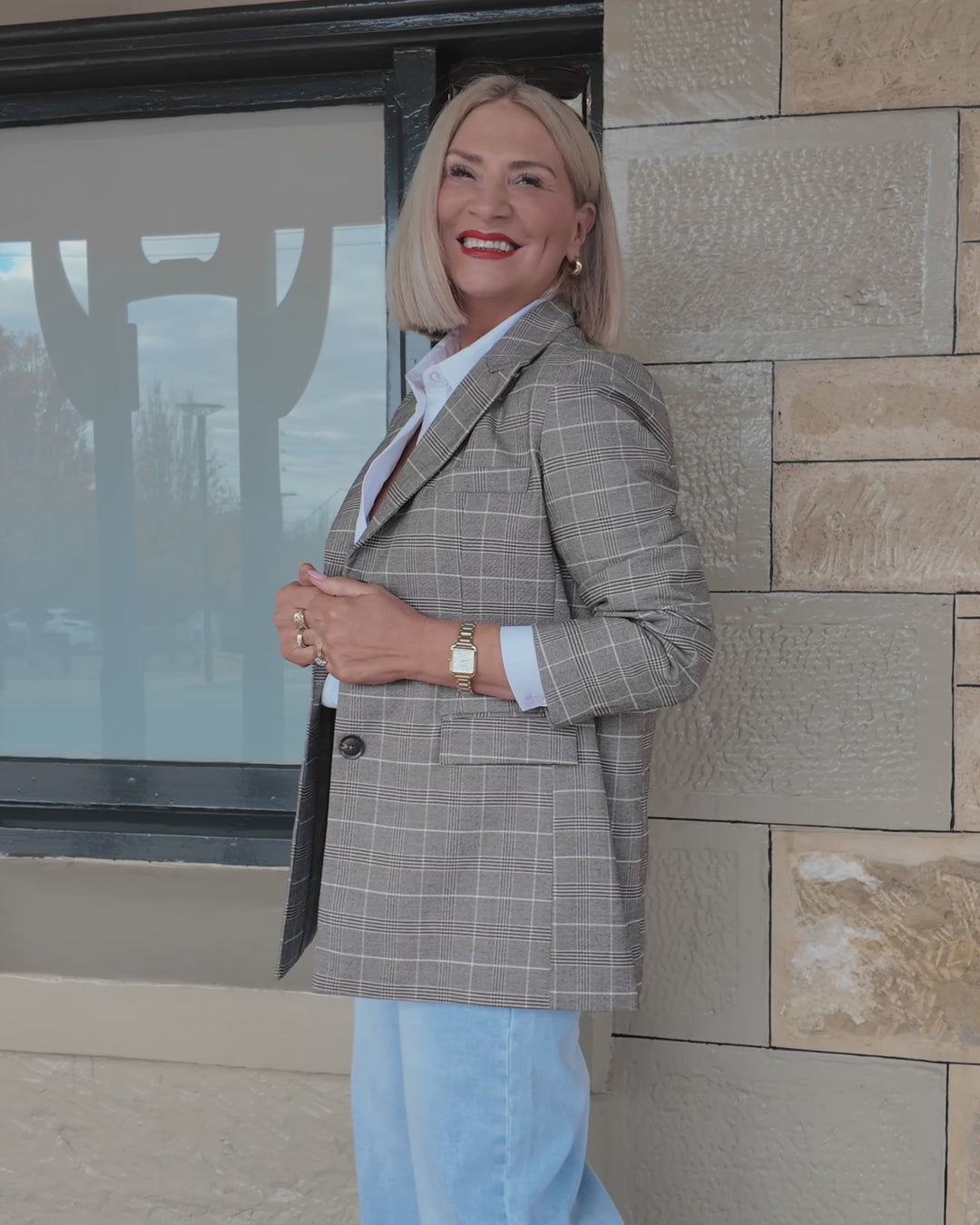 Eden Stretch Blazer |  PLAID COCO