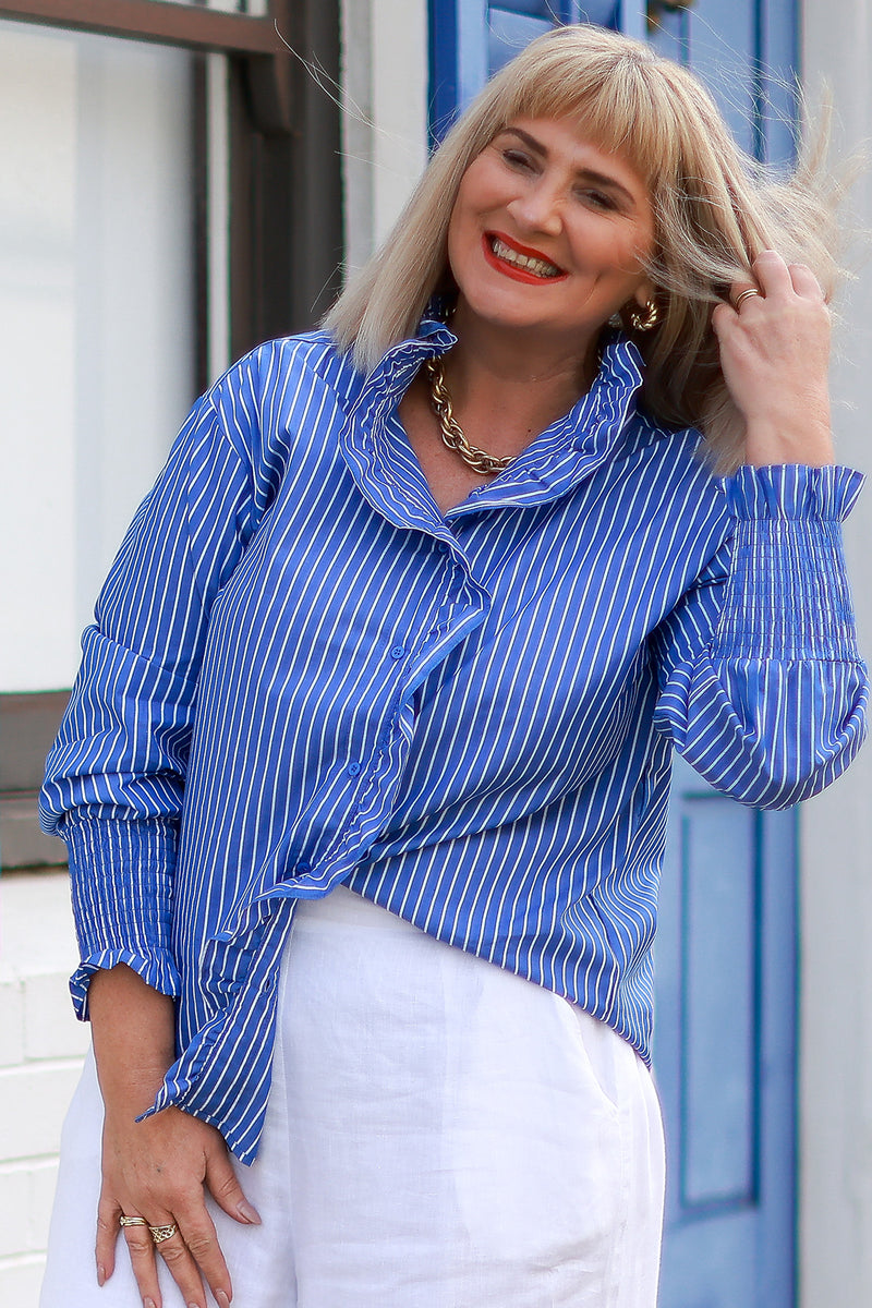 Romance Ruffles Shirt | Blue