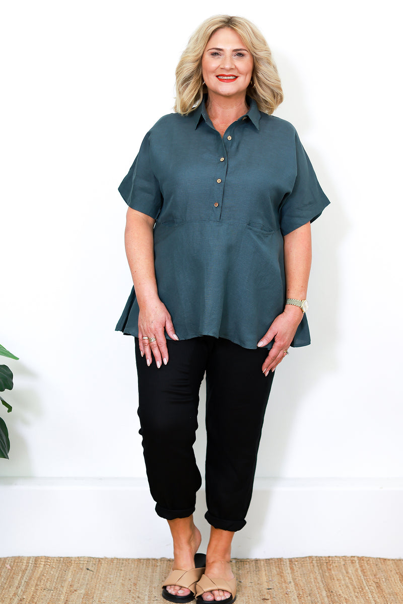 Saria Linen Shirt | Slate