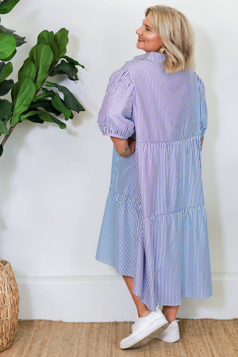 Sterling Shirt Dress | Blue Stripe