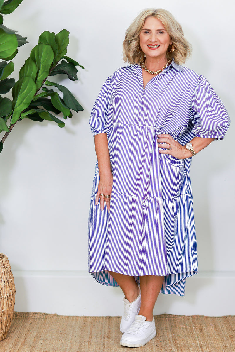 Sterling Shirt Dress | Blue Stripe