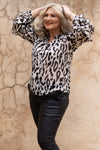 Adore Ruffle Blouse | Black & Cream