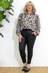 Adore Ruffle Blouse | Black & Cream