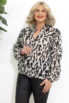 Adore Ruffle Blouse | Black & Cream