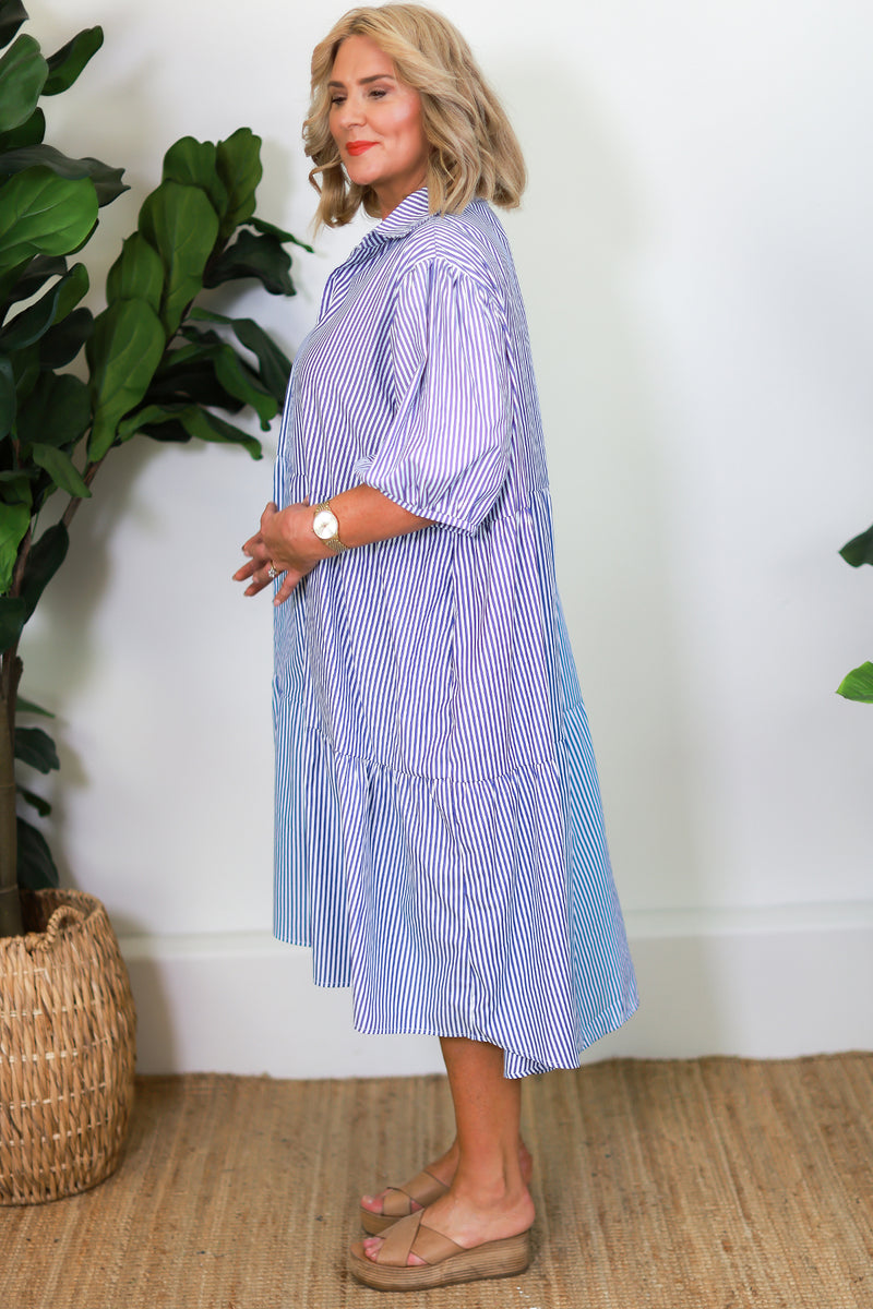 Sterling Shirt Dress | Blue Stripe
