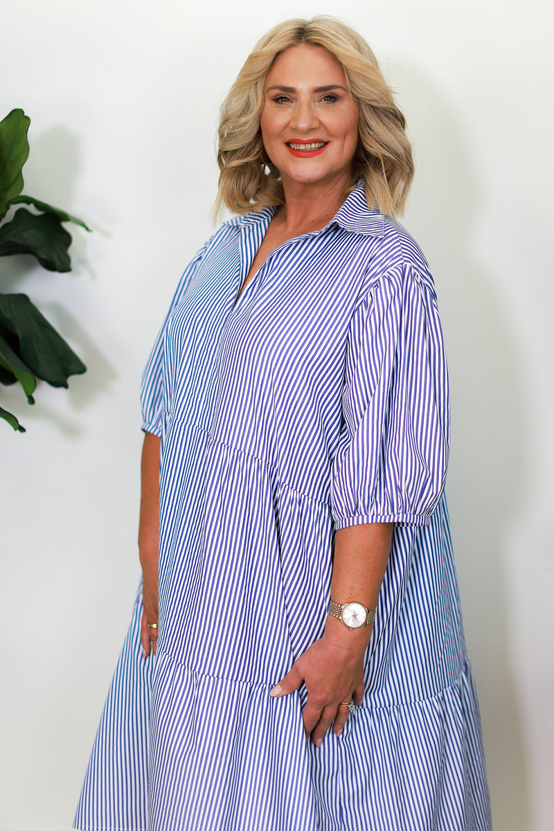 Sterling Shirt Dress | Blue Stripe