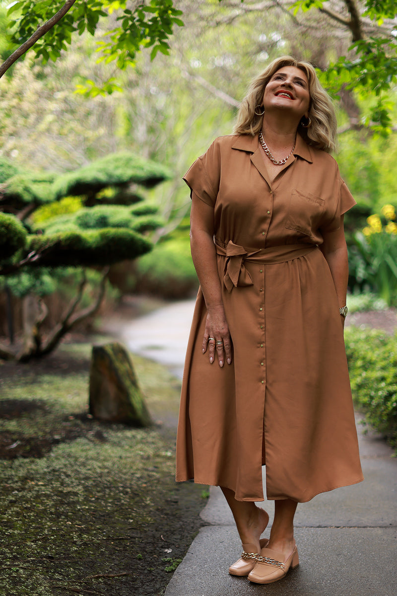 Audrey Collared Dress | Tan