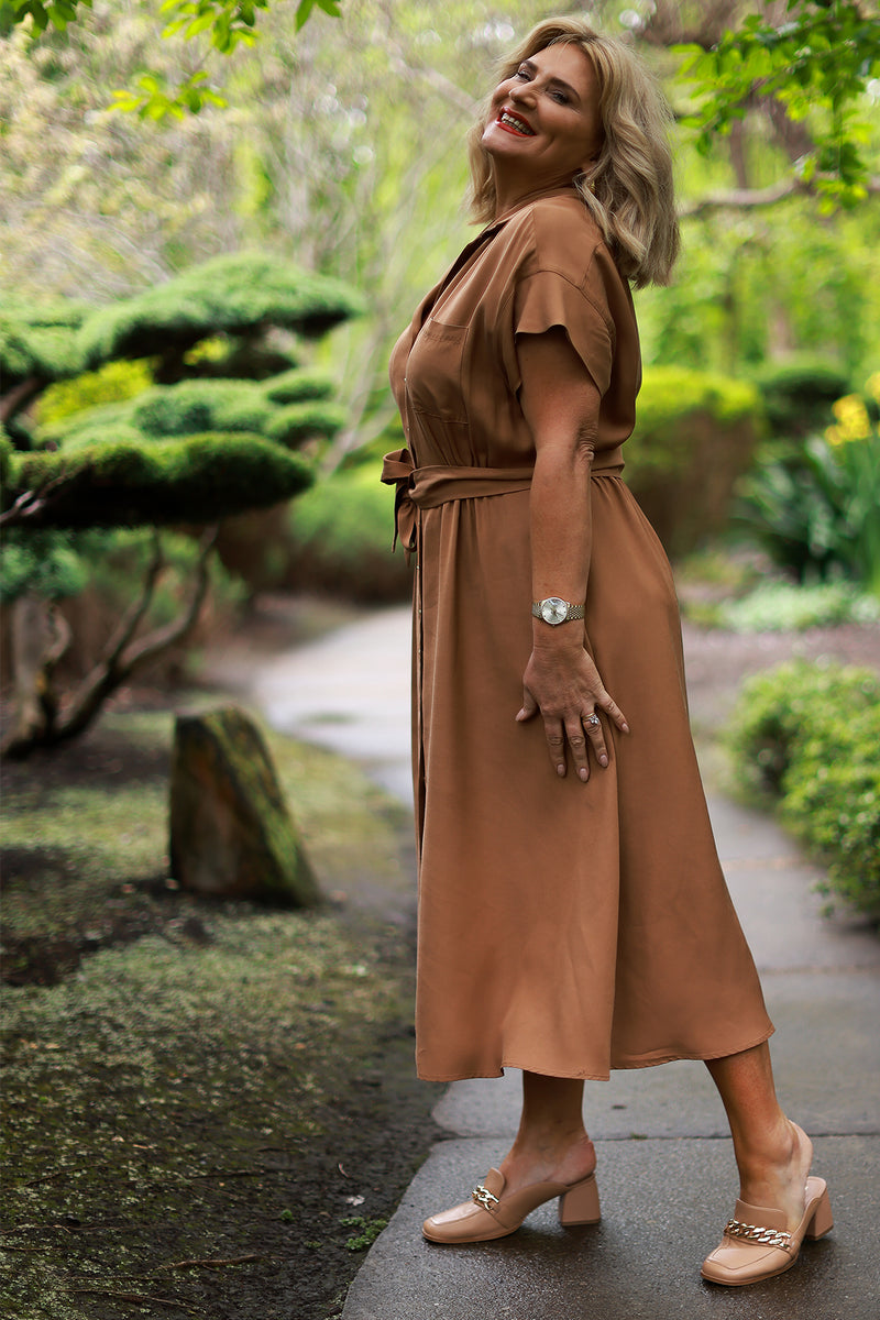 Audrey Collared Dress | Tan