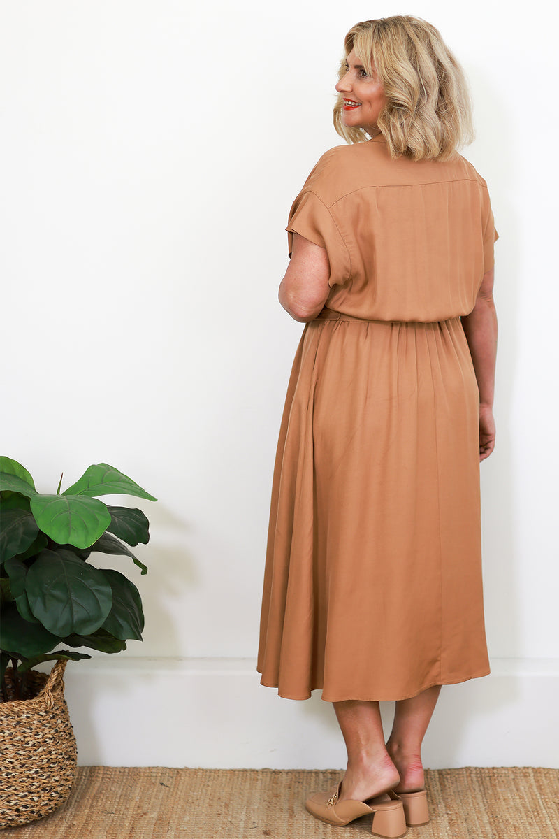 Audrey Collared Dress | Tan