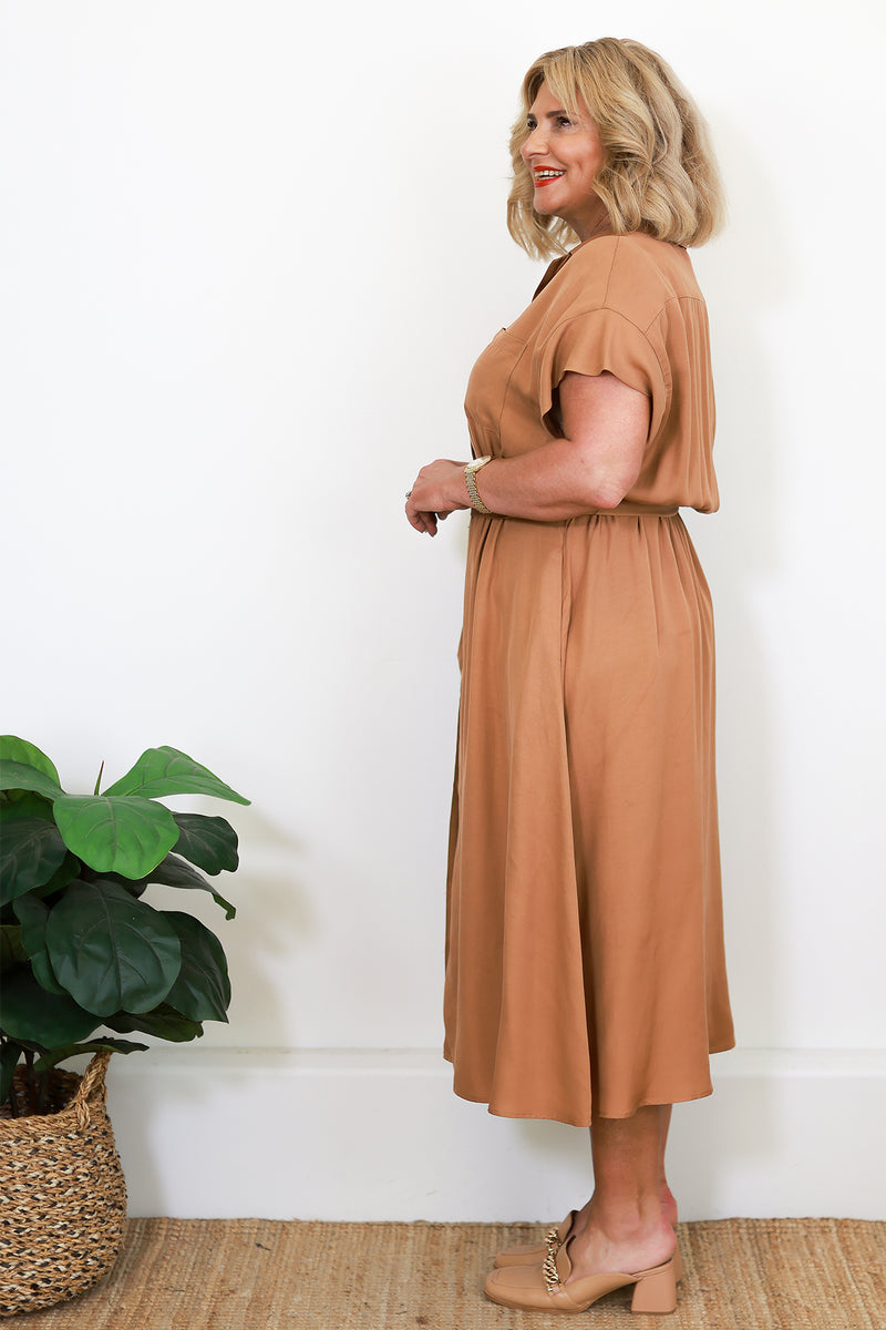 Audrey Collared Dress | Tan