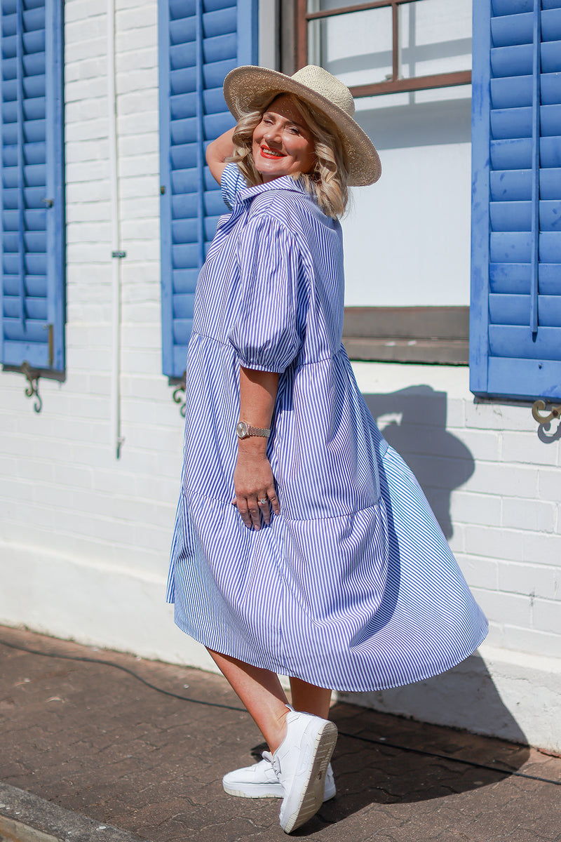 Sterling Shirt Dress | Blue Stripe