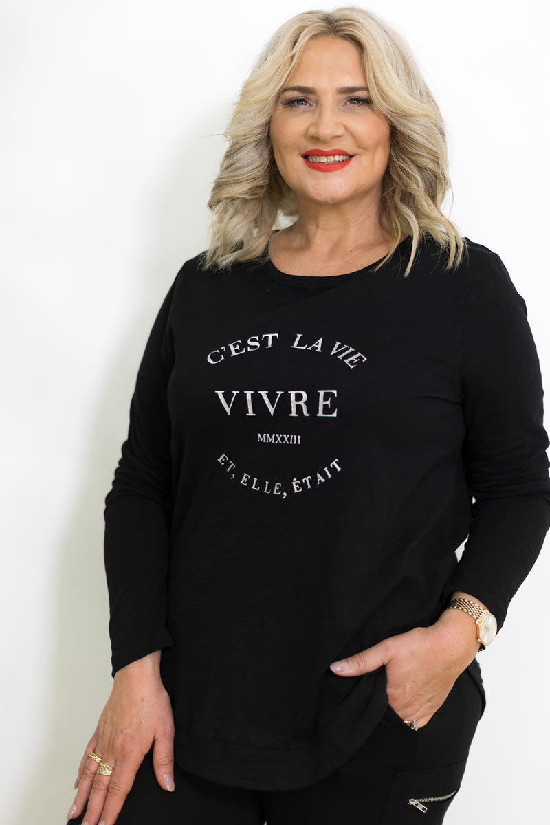 Essentials Long Slv Tee | Black